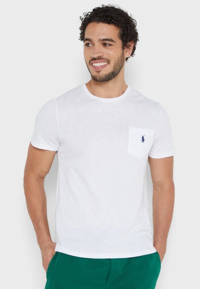 Bílá pánská trička Ralph Lauren Essential Crew Neck