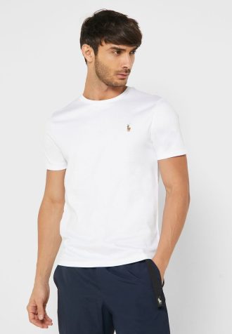 Bílá pánská trička Ralph Lauren Essential Crew Neck