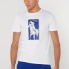 Bílá pánská trička Ralph Lauren s potiskem s výstřihem
