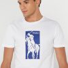 Bílá pánská trička Ralph Lauren s potiskem s výstřihem
