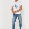 Bílá pánská trička Ralph Lauren s potiskem s výstřihem
