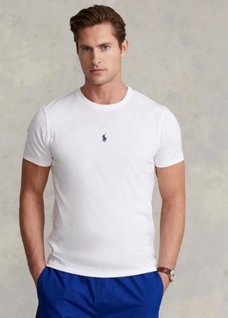 Bílá pánská trička Slim Fit Crewneck Ralph Lauren Custom