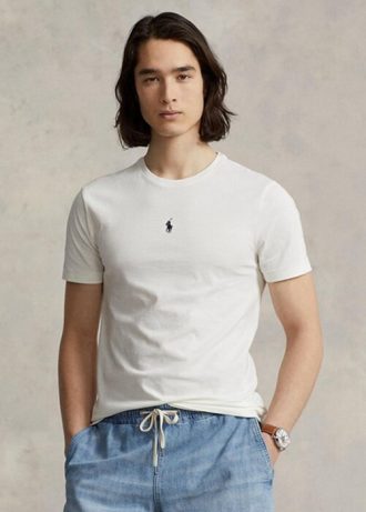 Bílá pánská trička Slim Fit Crewneck Ralph Lauren Custom