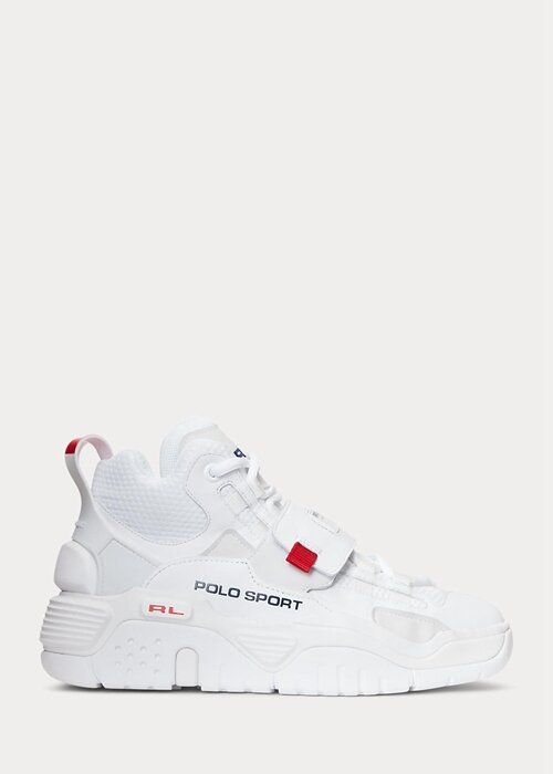 Bílé pánské vysoké tenisky Ralph Lauren PS100 Bílé pánské vysoké tenisky Ralph Lauren PS100