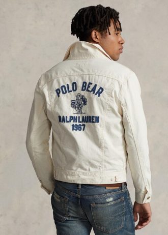 Bílé pánské vyšívané bundy Ralph Lauren Polo Bear