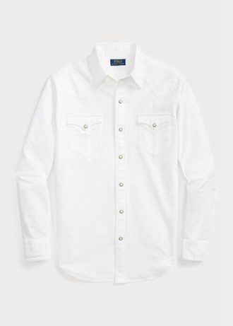 Bílé pánské westernové košile Ralph Lauren Classic Fit Oxford