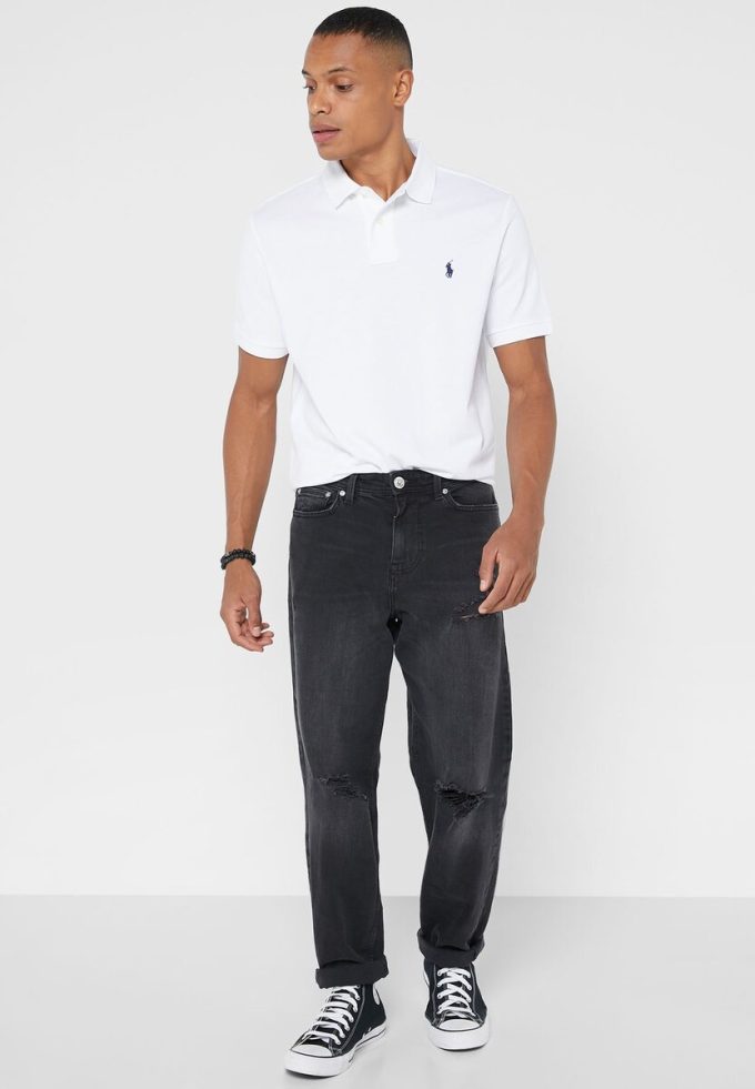 Bílé pánské základní polokošile Ralph Lauren Bílé pánské základní polokošile Ralph Lauren