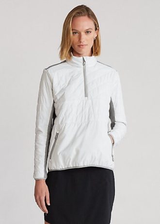 Bílo/šedé dámské hybridní mikiny Ralph Lauren na zip Bílo/šedé dámské hybridní mikiny Ralph Lauren na zip