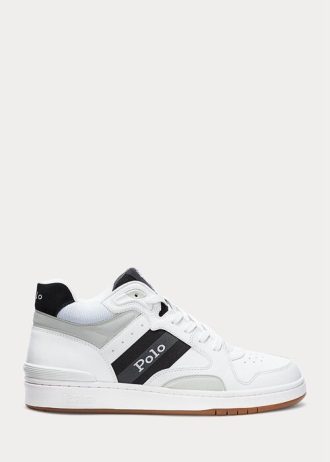Bílo/šedé pánské tenisky Ralph Lauren Court Mid Pro Bílo/šedé pánské tenisky Ralph Lauren Court Mid Pro