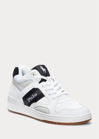Bílo/šedé pánské tenisky Ralph Lauren Court Mid Pro Bílo/šedé pánské tenisky Ralph Lauren Court Mid Pro
