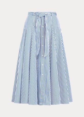 Bílo/modré dámské pruhované bavlněné sukně A-Line Ralph Lauren