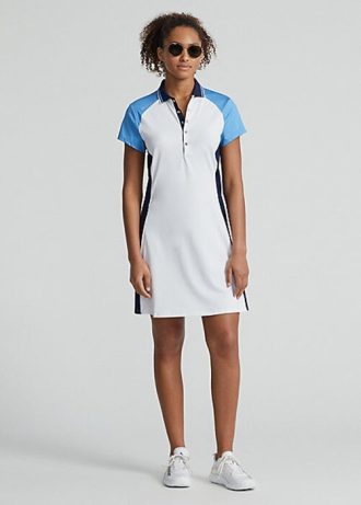 Bílo/modré dámské strečové šaty Ralph Lauren s barevným blokováním