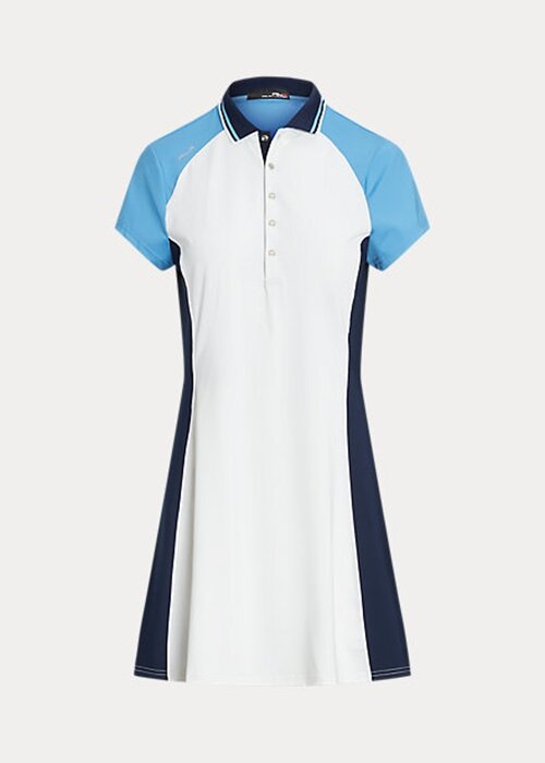 Bílo/modré dámské strečové šaty Ralph Lauren s barevným blokováním Bílo/modré dámské strečové šaty Ralph Lauren s barevným blokováním