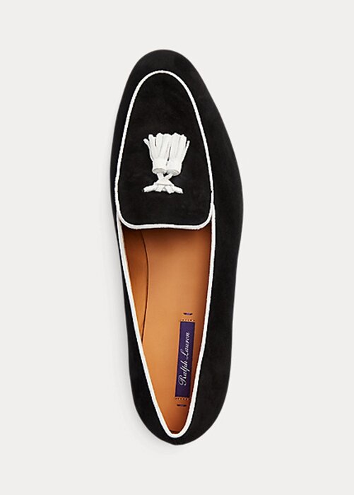 Béžové/bílé dámské kozí semišové mokasíny Ralph Lauren Laurel Tassel Béžové/bílé dámské kozí semišové mokasíny Ralph Lauren Laurel Tassel