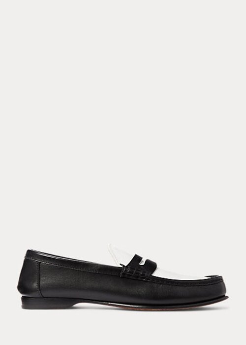Béžové / bílé dámské penny mokasíny Ralph Lauren Chalmers z telecí kůže Béžové / bílé dámské penny mokasíny Ralph Lauren Chalmers z telecí kůže