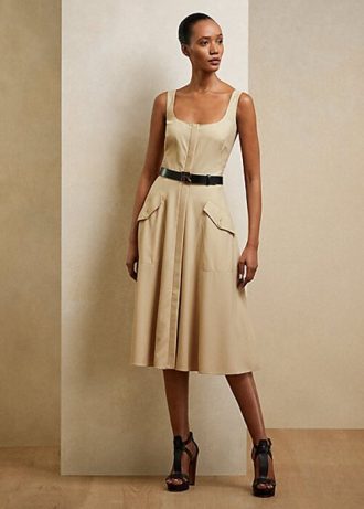 Béžové dámské denní šaty Ralph Lauren Semira Wool Gabardine