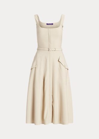 Béžové dámské denní šaty Ralph Lauren Semira Wool Gabardine