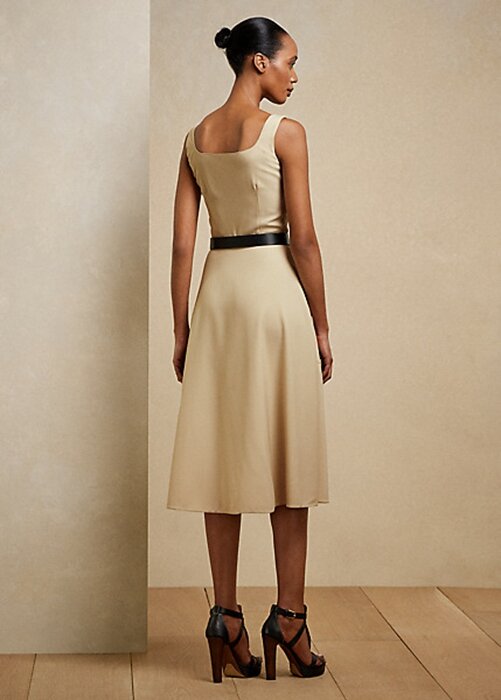 Béžové dámské denní šaty Ralph Lauren Semira Wool Gabardine Béžové dámské denní šaty Ralph Lauren Semira Wool Gabardine