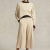 Béžové dámské široké fleecové kalhoty Ralph Lauren Cropped
