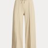 Béžové dámské široké fleecové kalhoty Ralph Lauren Cropped