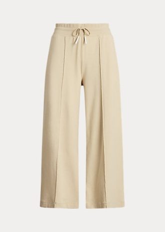 Béžové dámské široké fleecové kalhoty Ralph Lauren Cropped