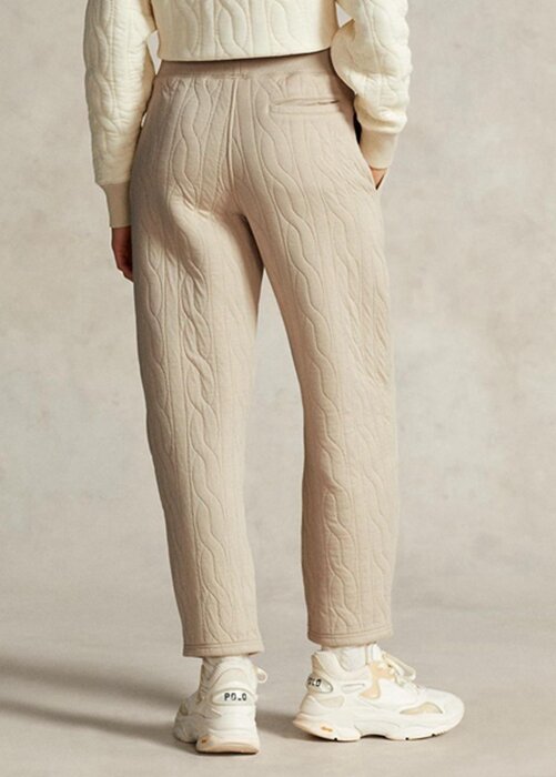Béžové dámské kalhoty s kabelovým prošívaným logem Ralph Lauren Béžové dámské kalhoty s kabelovým prošívaným logem Ralph Lauren