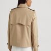 Béžové dámské krátké dvouřadé kabáty Ralph Lauren