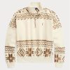 Béžové dámské mikiny Ralph Lauren Tonal Fleece Pullover s motivem Fair Isle Béžové dámské mikiny Ralph Lauren Tonal Fleece Pullover s motivem Fair Isle
