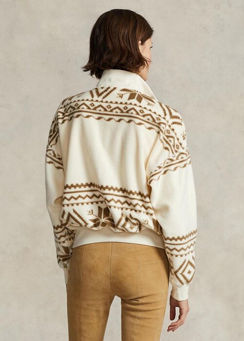 Béžové dámské mikiny Ralph Lauren Tonal Fleece Pullover s motivem Fair Isle Béžové dámské mikiny Ralph Lauren Tonal Fleece Pullover s motivem Fair Isle