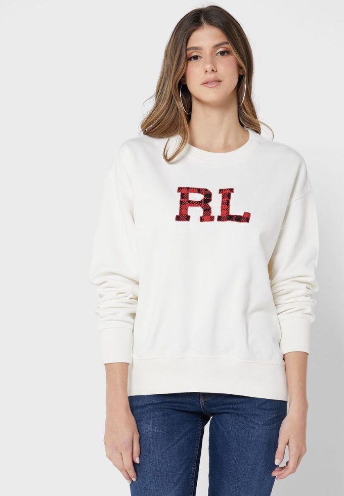 Béžové dámské pletené mikiny Ralph Lauren Graphic