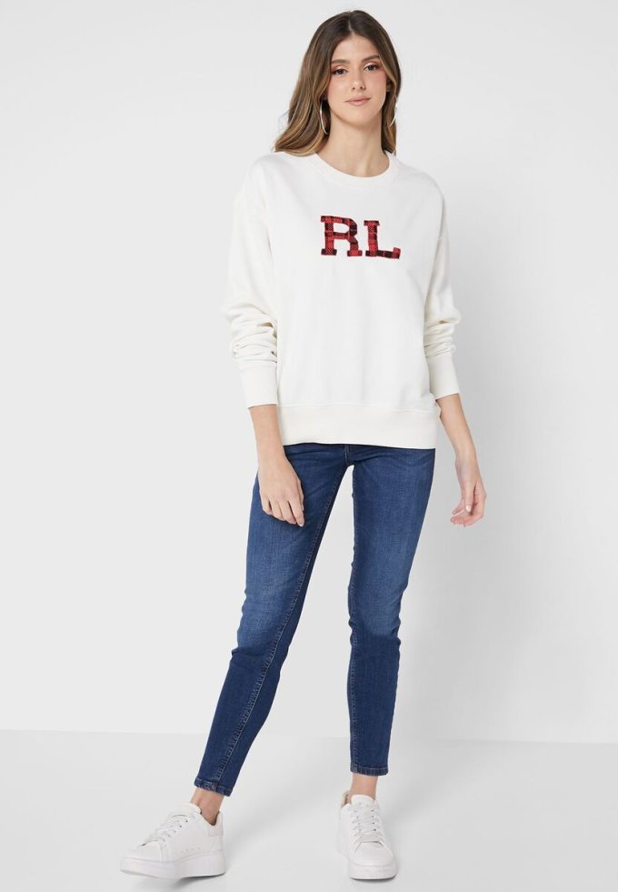 Béžové dámské pletené mikiny Ralph Lauren Graphic