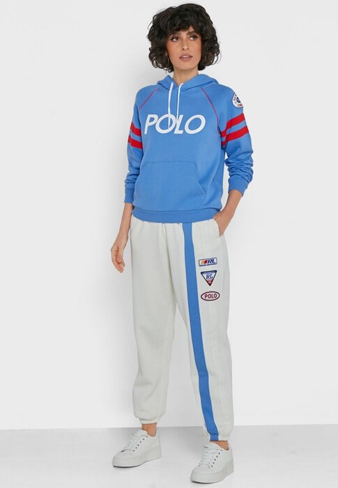 Béžové dámské pruhované tepláky Ralph Lauren Béžové dámské pruhované tepláky Ralph Lauren