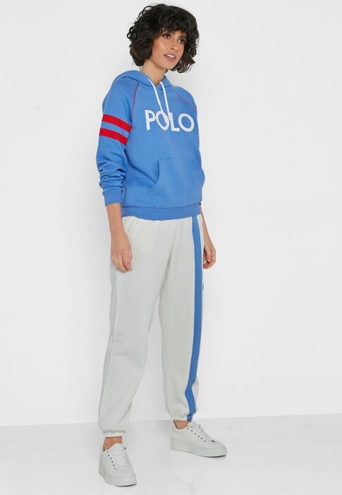 Béžové dámské pruhované tepláky Ralph Lauren Béžové dámské pruhované tepláky Ralph Lauren
