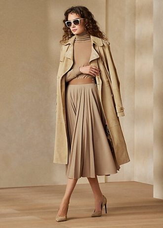 Béžové dámské strečové flanelové sukně Ralph Lauren Witley