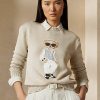 Béžové dámské svetry Ralph Lauren Cable Bear Silk Béžové dámské svetry Ralph Lauren Cable Bear Silk