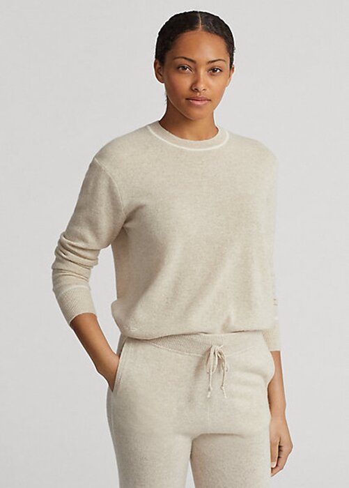 Béžové dámské svetry Ralph Lauren Cashmere Crewneck Béžové dámské svetry Ralph Lauren Cashmere Crewneck