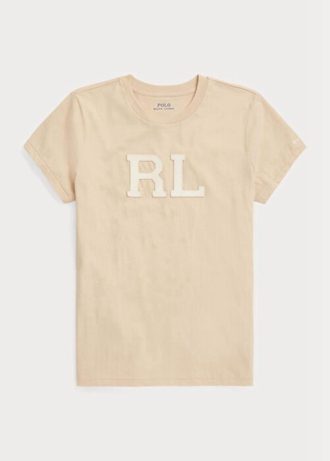Béžová dámská trička Jersey Ralph Lauren Rl-semiš-nášivka