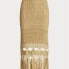 Béžové dámské třásňové sukně Ralph Lauren Pointelle pletené Macrame