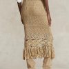Béžové dámské třásňové sukně Ralph Lauren Pointelle pletené Macrame