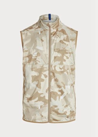 Béžové pánské golfové bundy Ralph Lauren Golf-camo vodoodpudivé sbalitelné vesty
