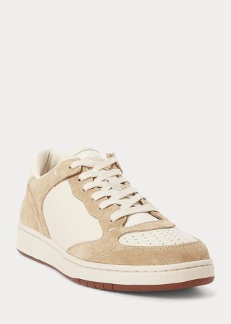 Béžové pánské kožené semišové tenisky Ralph Lauren Court