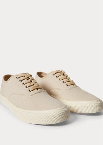 Béžové pánské plátěné tenisky Ralph Lauren