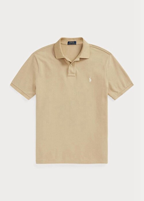 Béžové pánské polokošile Slim Fit Mesh Ralph Lauren Custom Béžové pánské polokošile Slim Fit Mesh Ralph Lauren Custom