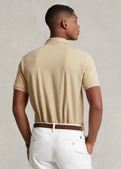 Béžové pánské polokošile Slim Fit Mesh Ralph Lauren Custom Béžové pánské polokošile Slim Fit Mesh Ralph Lauren Custom