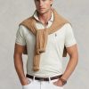Béžové pánské polokošile z měkké bavlny Ralph Lauren Custom Slim Fit Béžové pánské polokošile z měkké bavlny Ralph Lauren Custom Slim Fit