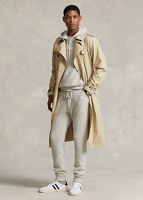 Béžové pánské strečové bavlněné trenčkoty Ralph Lauren Béžové pánské strečové bavlněné trenčkoty Ralph Lauren