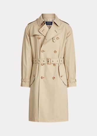 Béžové pánské strečové bavlněné trenčkoty Ralph Lauren