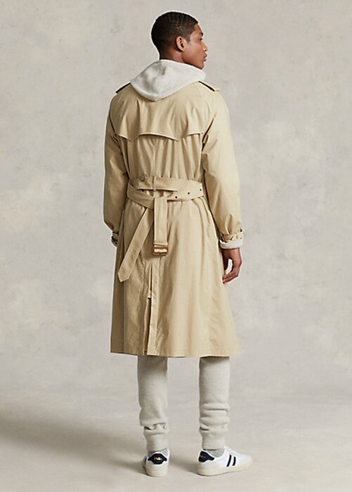 Béžové pánské strečové bavlněné trenčkoty Ralph Lauren Béžové pánské strečové bavlněné trenčkoty Ralph Lauren