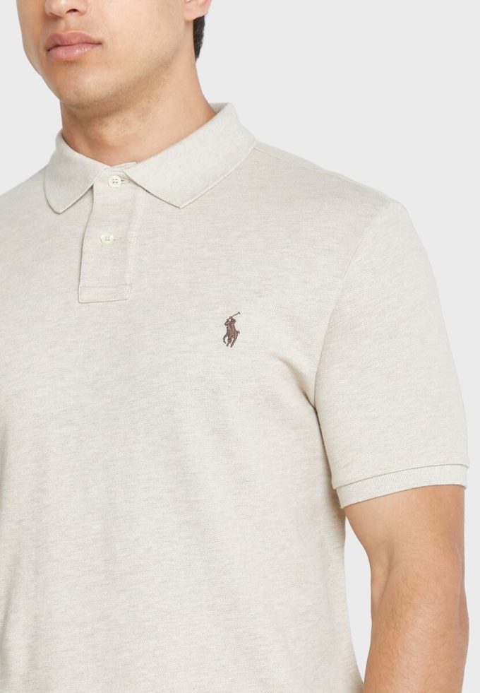 Béžové pánské základní polokošile Ralph Lauren Béžové pánské základní polokošile Ralph Lauren
