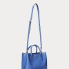 Dámské embosované kožené tašky New England Blue Ralph Lauren Medium Marcy Satchel